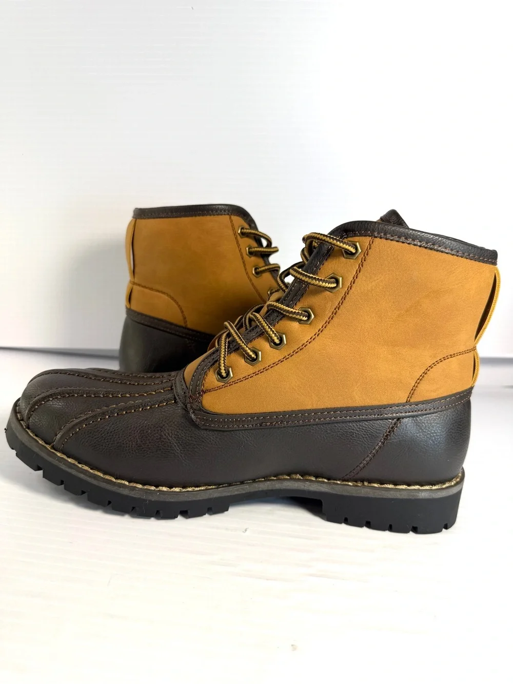Steven By Steve Madden Brown and Tan Lace-Up Duck Boots